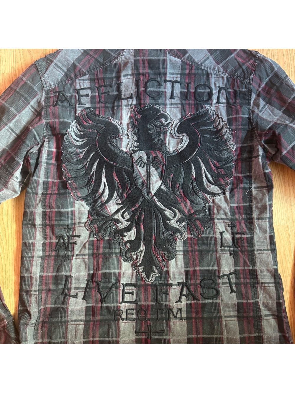 Affliction Black Premium Button Up Plaid Y2K Size XL